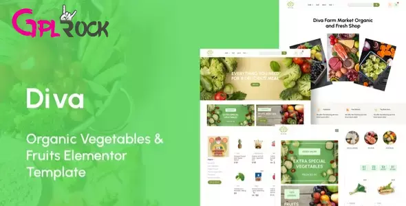 Diva – Organic Vegetables & Fruits Elementor Template Kit